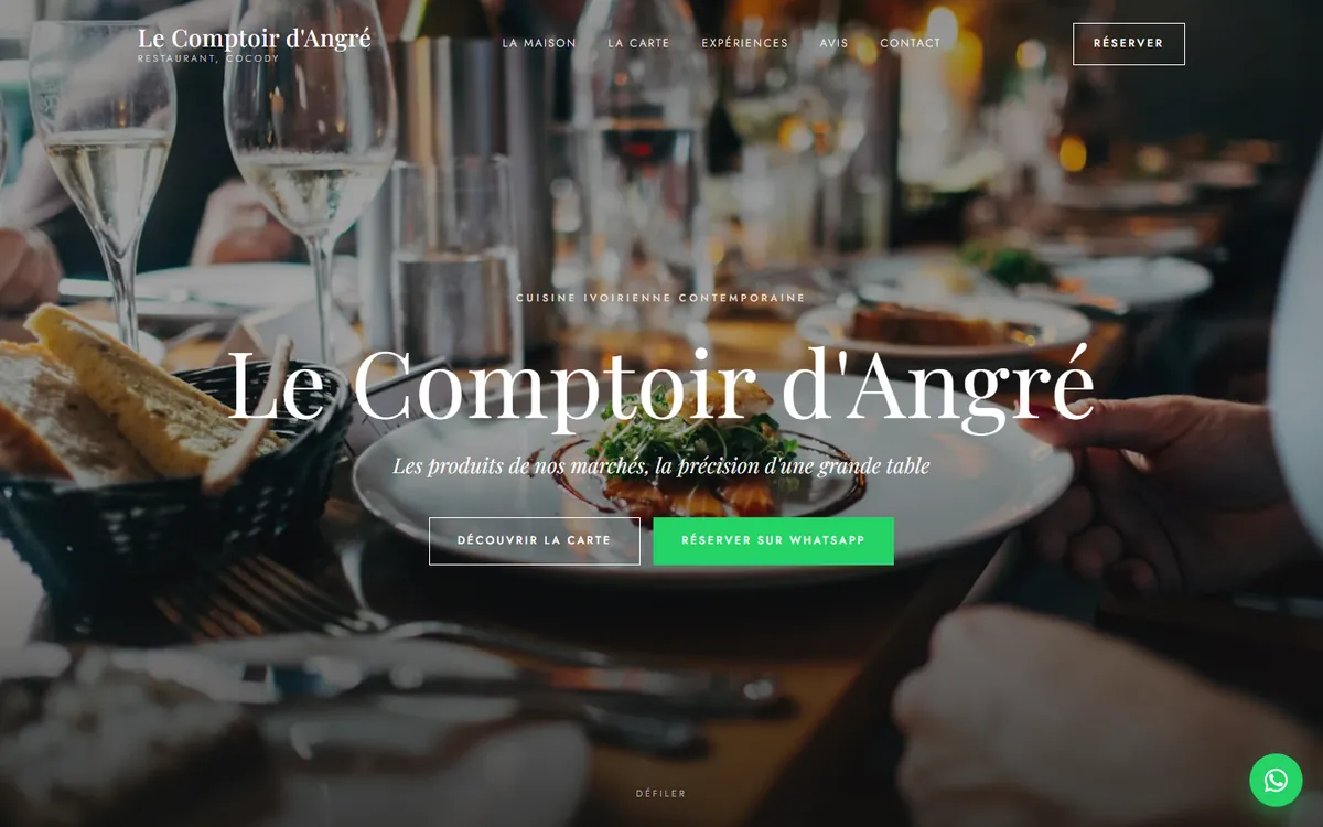 Aperçu de la maquette restaurant